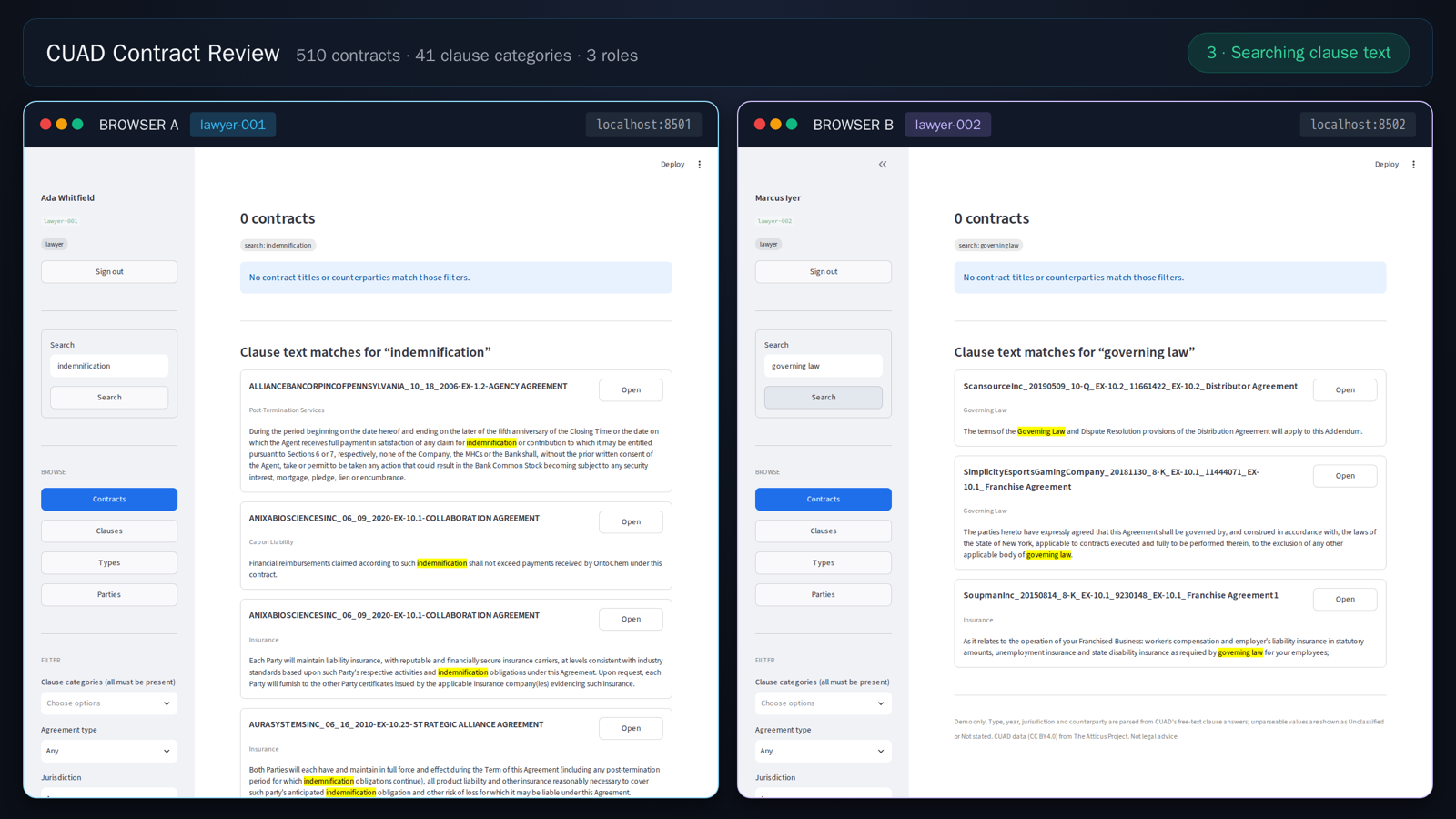 Clause text search